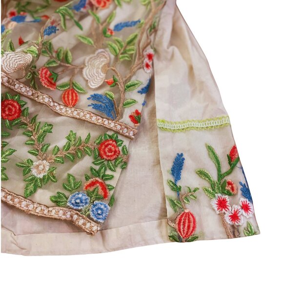 Handmade Embroidered Floral Lace Cotton Midi Dress Medium Large Boho Cottagecore - Picture 11 of 11